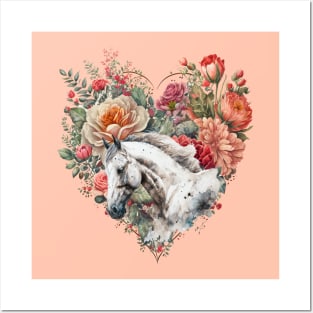 Horse in The Floral Heart Posters and Art